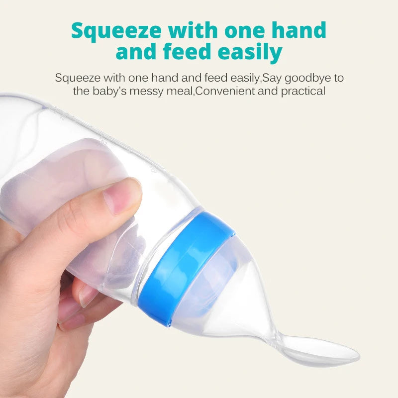 Safe Silicone Baby Bottle with Spoon