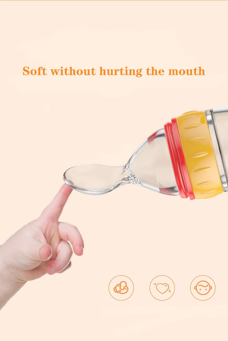 Safe Silicone Baby Bottle with Spoon