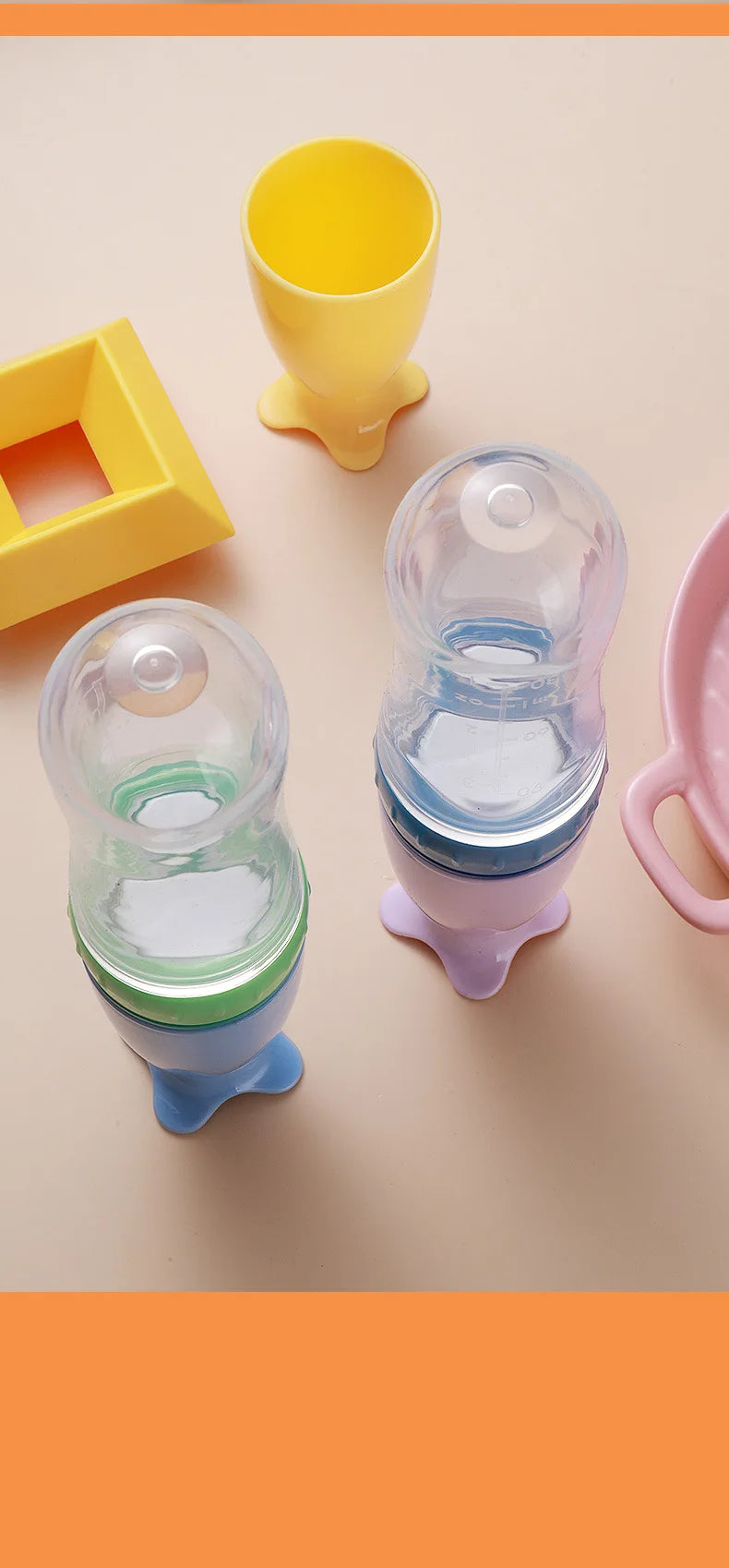 Safe Silicone Baby Bottle with Spoon