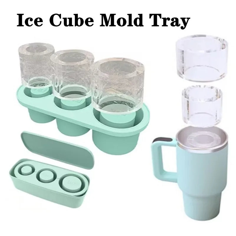 3-Grid Silicone Ice Cube Tray with Lid