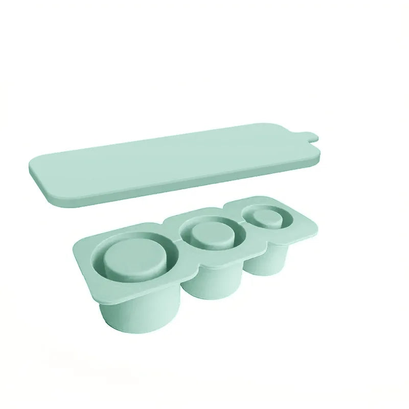 3-Grid Silicone Ice Cube Tray with Lid