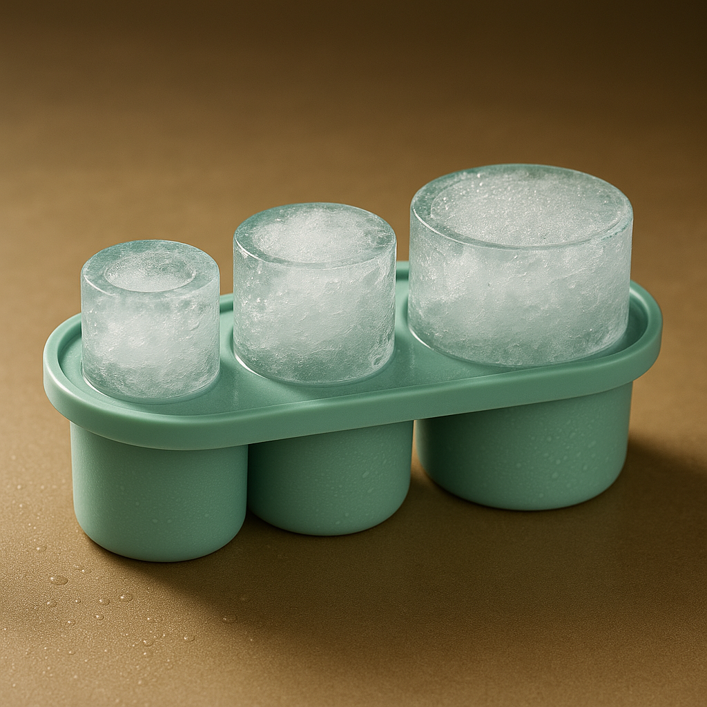 3-Grid Silicone Ice Cube Tray with Lid