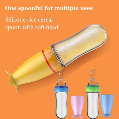 Safe Silicone Baby Bottle with Spoon