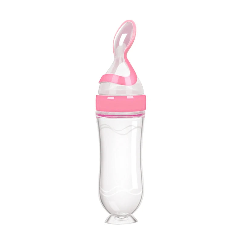 Safe Silicone Baby Bottle with Spoon