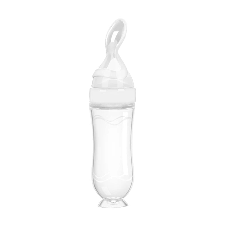Safe Silicone Baby Bottle with Spoon