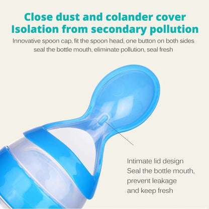 Safe Silicone Baby Bottle with Spoon