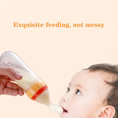 Safe Silicone Baby Bottle with Spoon
