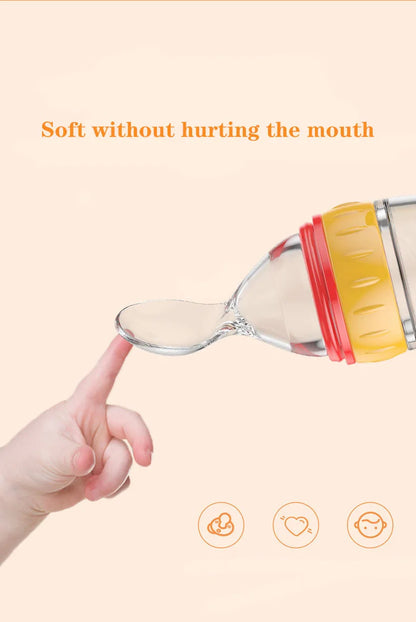 Safe Silicone Baby Bottle with Spoon