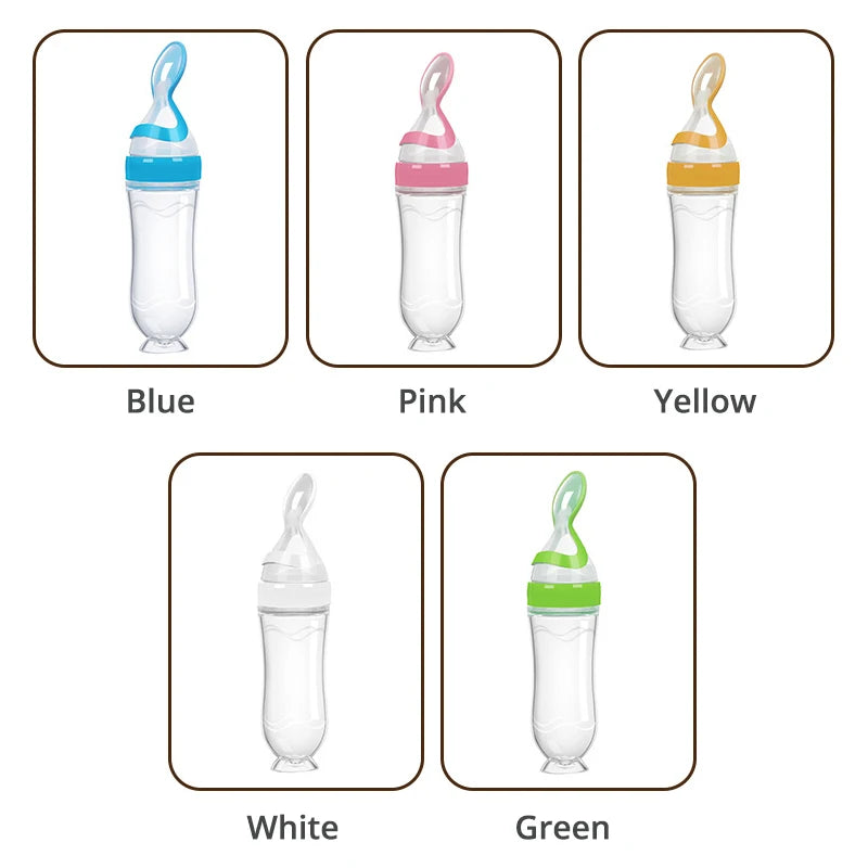 Safe Silicone Baby Bottle with Spoon