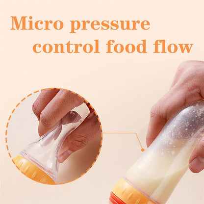 Safe Silicone Baby Bottle with Spoon