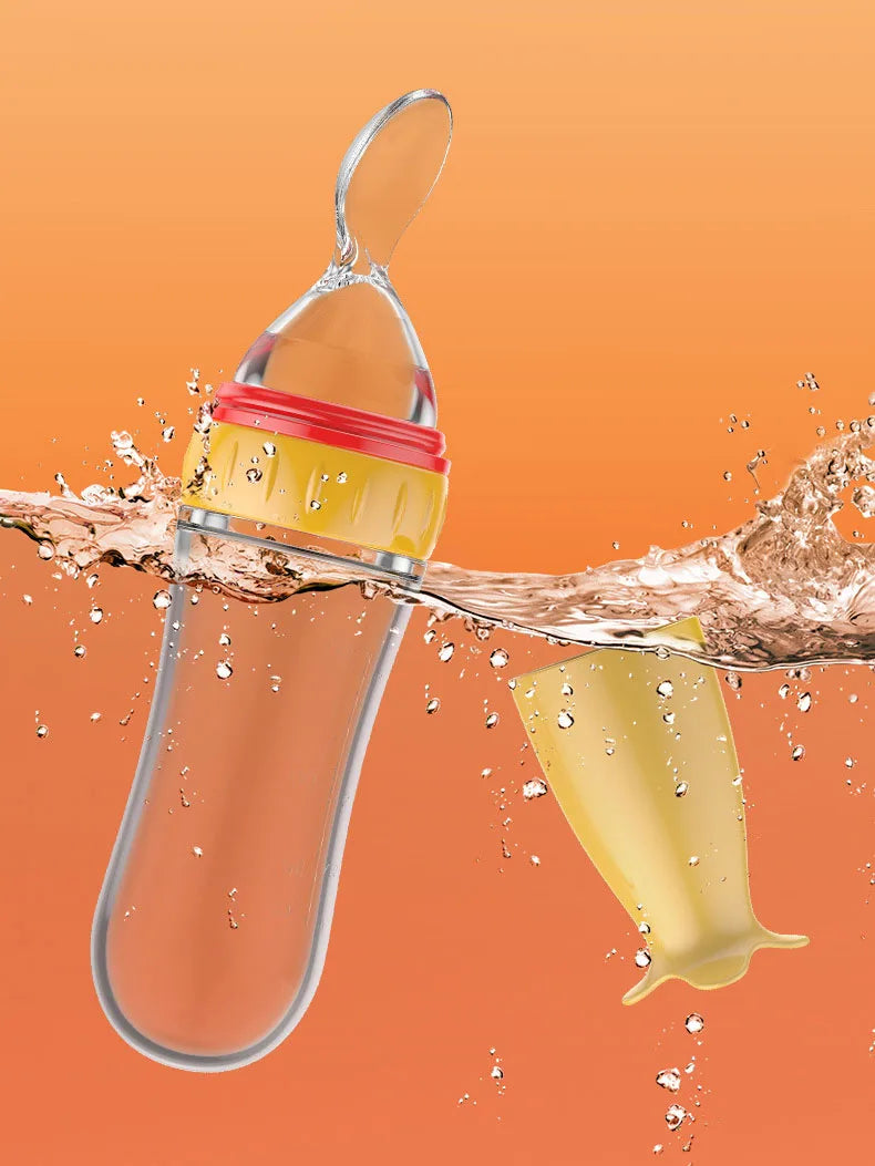 Safe Silicone Baby Bottle with Spoon