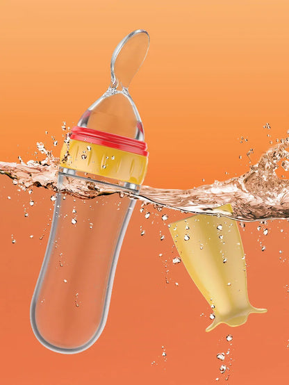 Safe Silicone Baby Bottle with Spoon