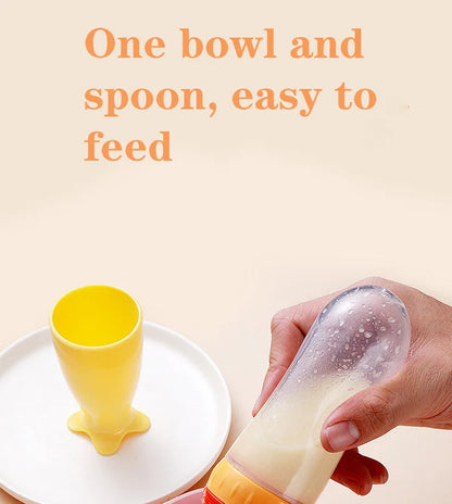 Safe Silicone Baby Bottle with Spoon