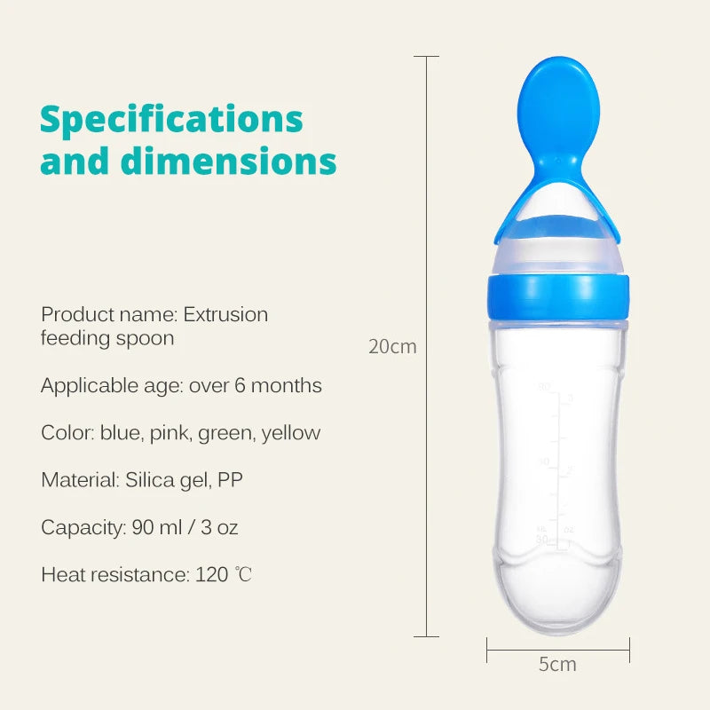 Safe Silicone Baby Bottle with Spoon