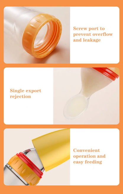 Safe Silicone Baby Bottle with Spoon