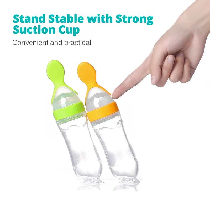 Safe Silicone Baby Bottle with Spoon