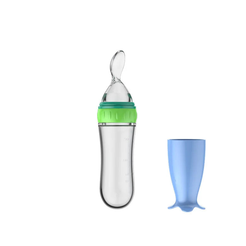 Safe Silicone Baby Bottle with Spoon