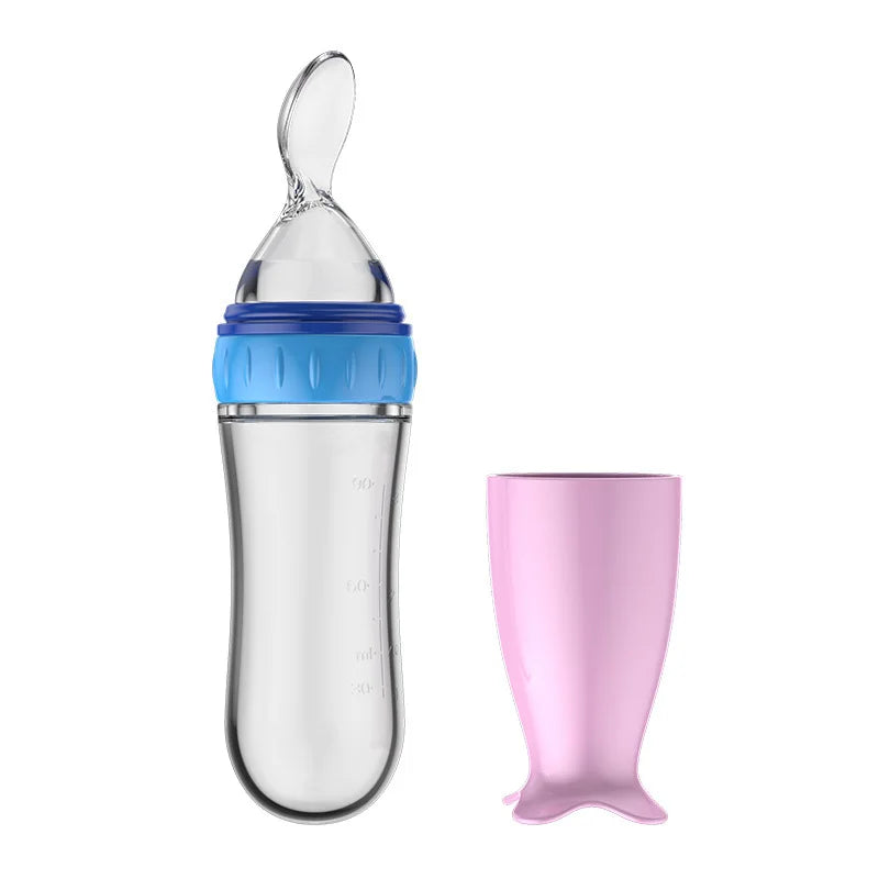 Safe Silicone Baby Bottle with Spoon