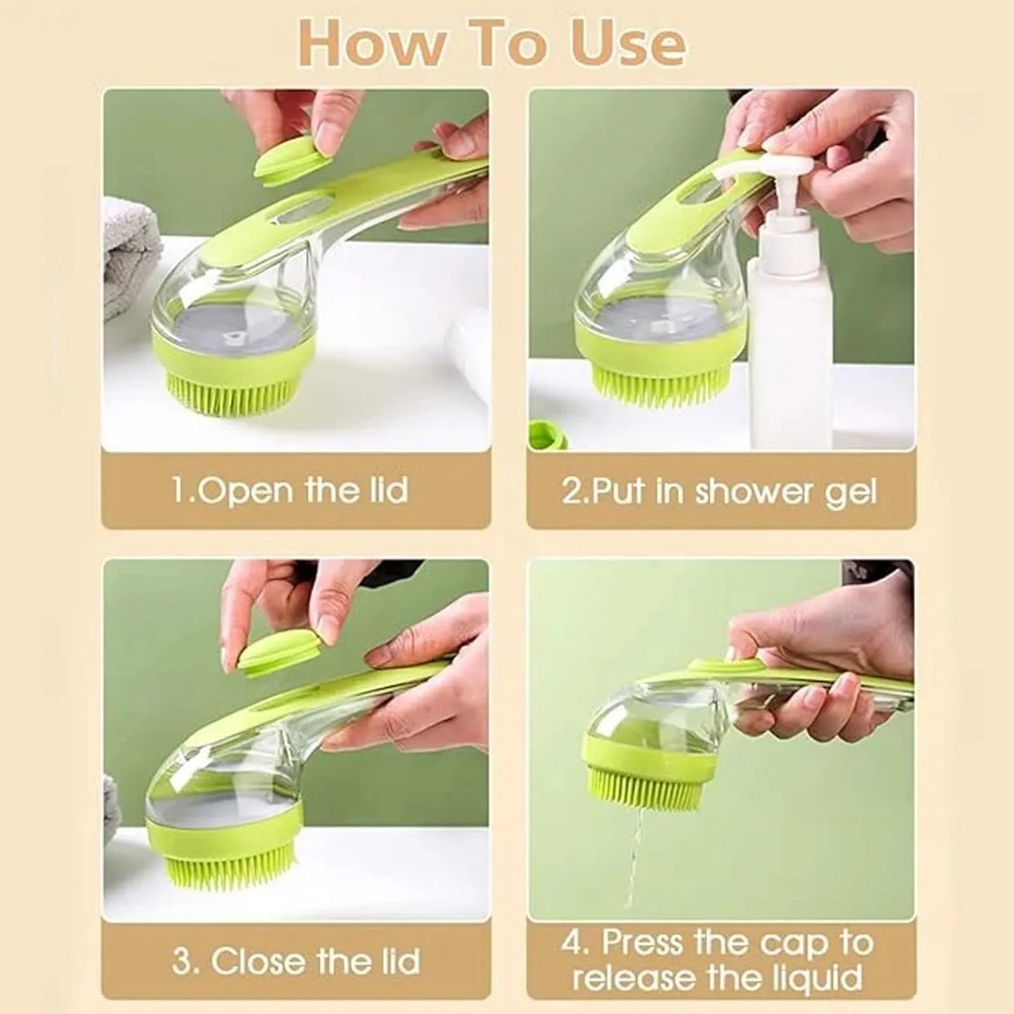 Pet Bath Brush with Shampoo Dispenser