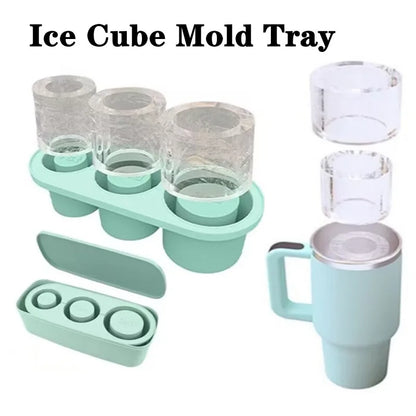 3-Grid Silicone Ice Cube Tray with Lid
