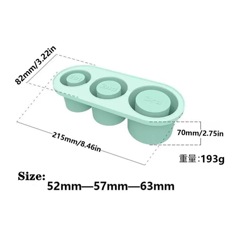 3-Grid Silicone Ice Cube Tray with Lid