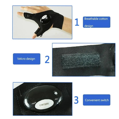 LED Flashlight Running Gloves