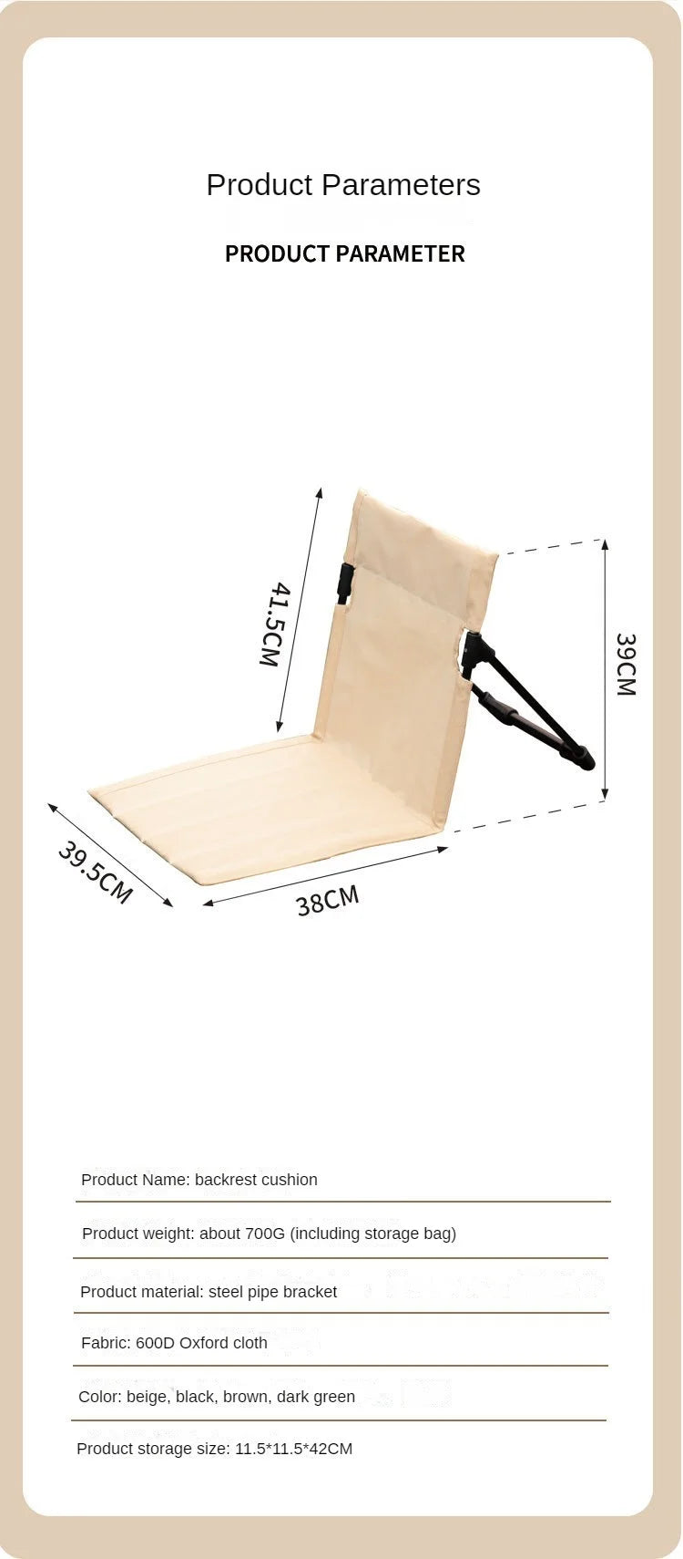Lightweight Folding Camping & Beach Chair with Backrest Cushion