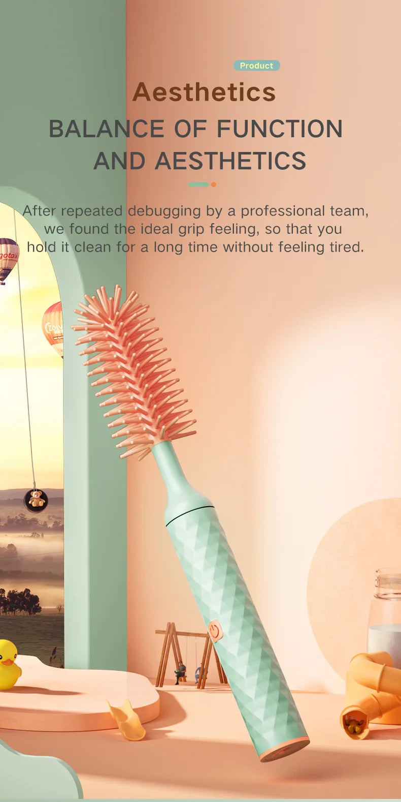Electric Silicone Bottle Brush 360° Rotating