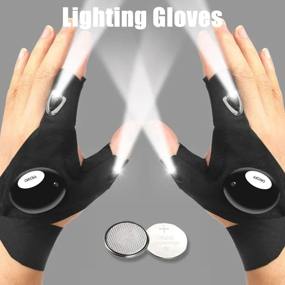 LED Flashlight Running Gloves