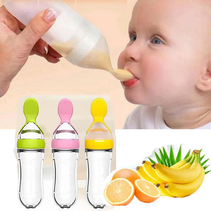 Safe Silicone Baby Bottle with Spoon