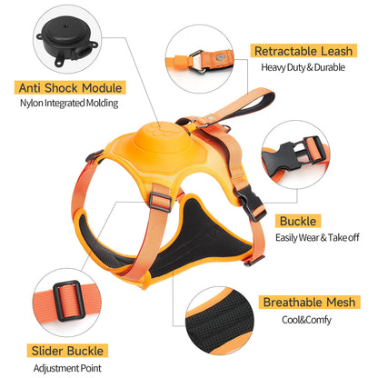 Dog Harness with Retractable Leash