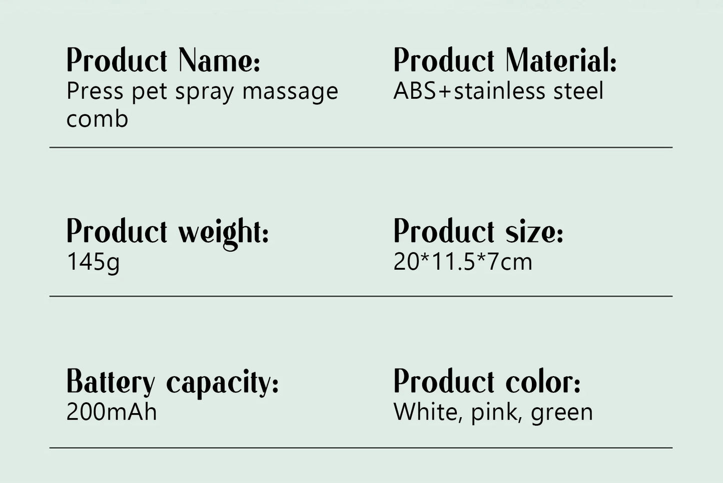 Dog Comb with Steam Spray