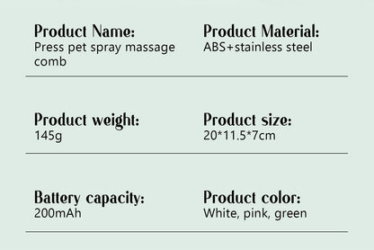 Dog Comb with Steam Spray