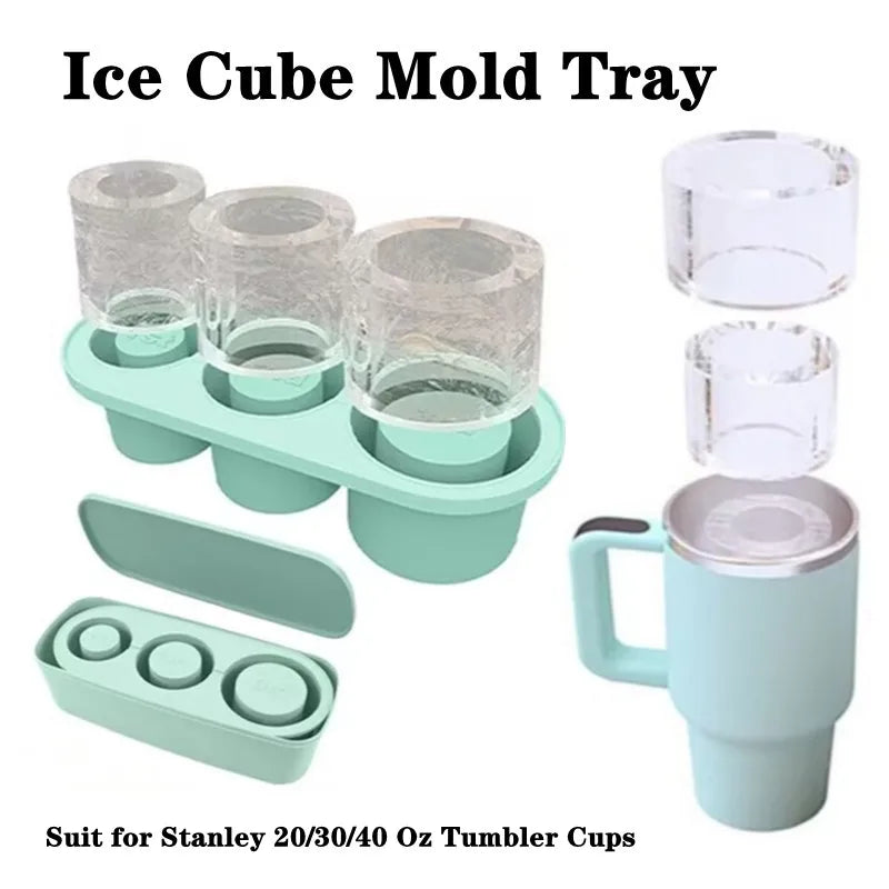 3-Grid Silicone Ice Cube Tray with Lid