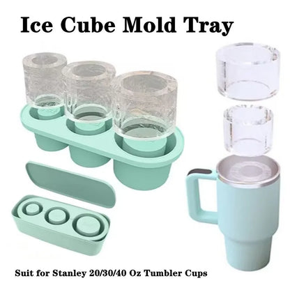 3-Grid Silicone Ice Cube Tray with Lid