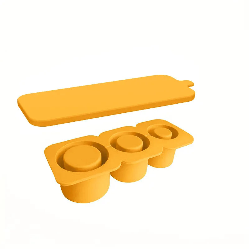 3-Grid Silicone Ice Cube Tray with Lid