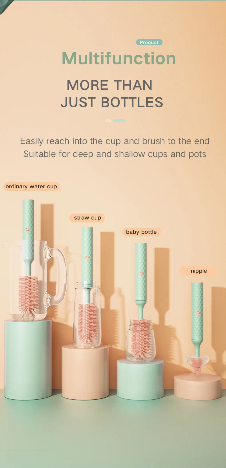 Electric Silicone Bottle Brush 360° Rotating