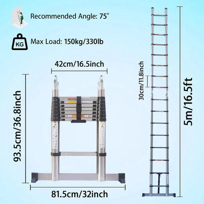 Heavy-Duty Telescopic Extension Ladder