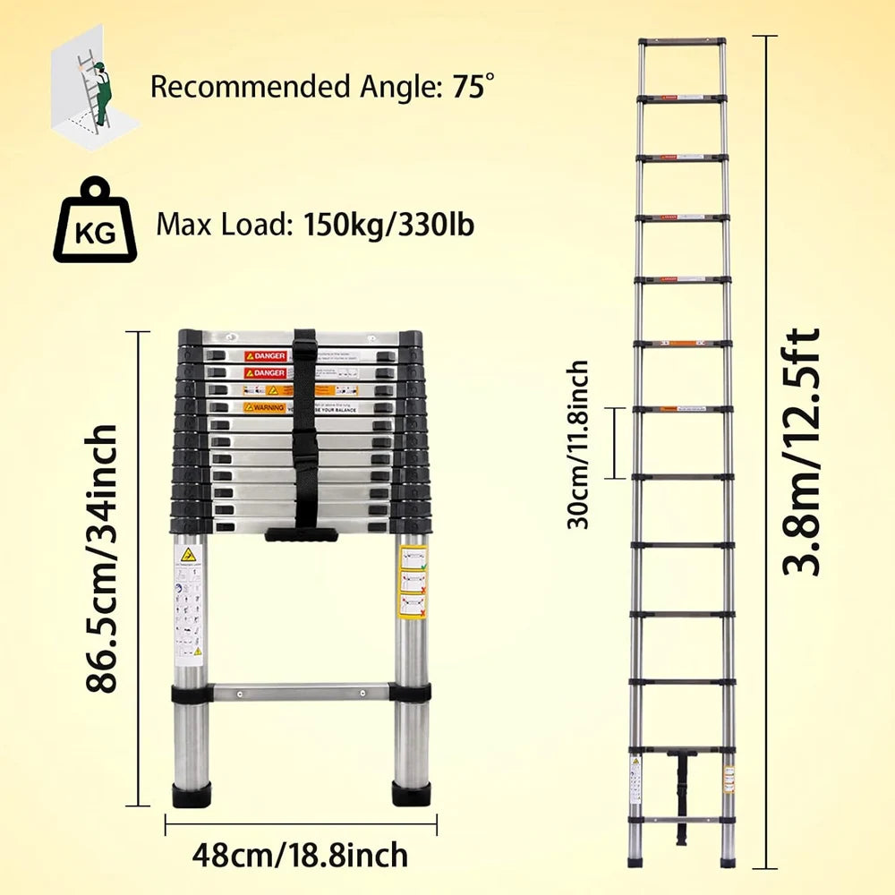 Heavy-Duty Telescopic Extension Ladder