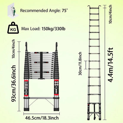 Heavy-Duty Telescopic Extension Ladder