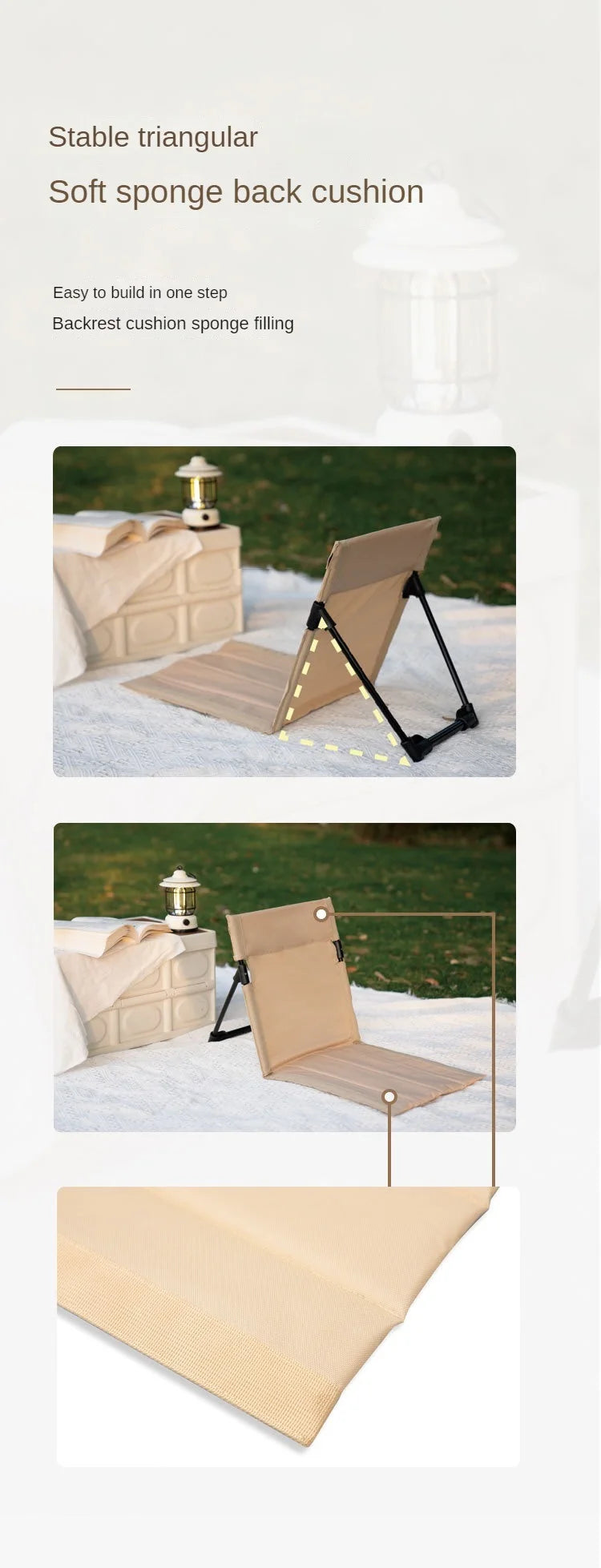 Lightweight Folding Camping & Beach Chair with Backrest Cushion