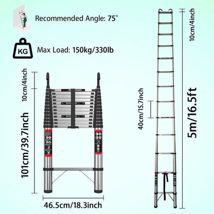 Heavy-Duty Telescopic Extension Ladder