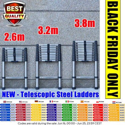 Heavy-Duty Telescopic Extension Ladder