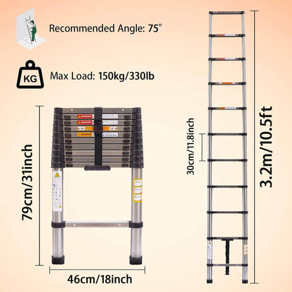 Heavy-Duty Telescopic Extension Ladder