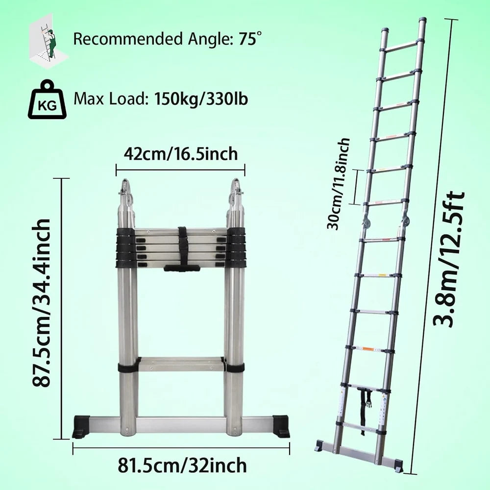 Heavy-Duty Telescopic Extension Ladder