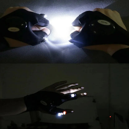 LED Flashlight Running Gloves